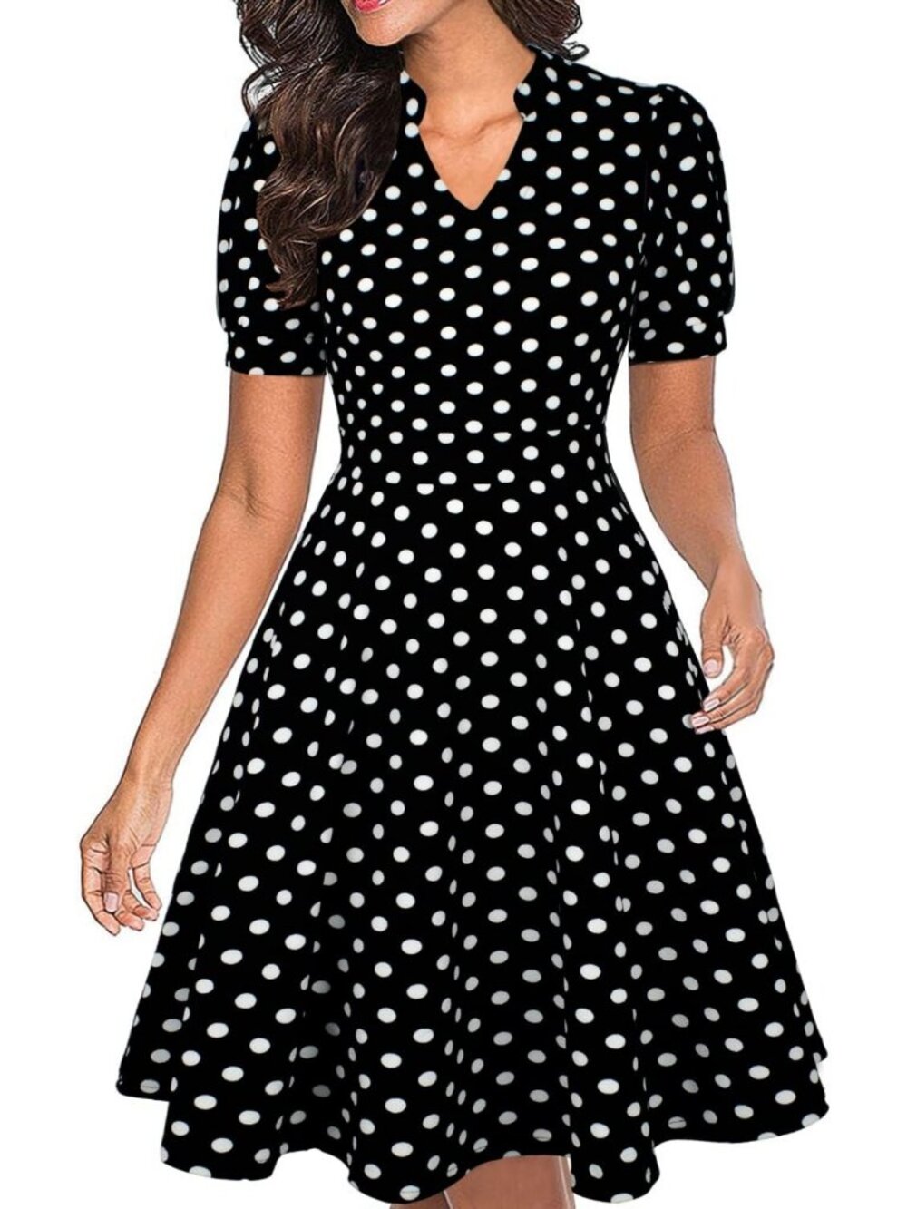 Summer Puff Sleeve Fit and Flare Dress with Pockets | Casual Semi-Formal Wedding